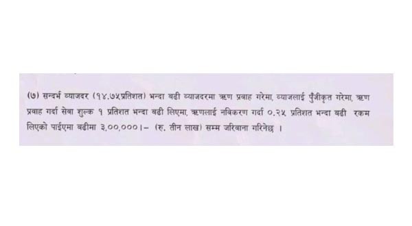 सहकारीले ऋण नविकरण गर्दा ०.२५ प्रतिशत शुल्क मात्र लिन पाउने